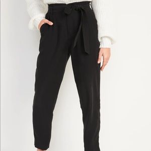 High-Waisted Cropped Belted Straight-Leg Pants for Women